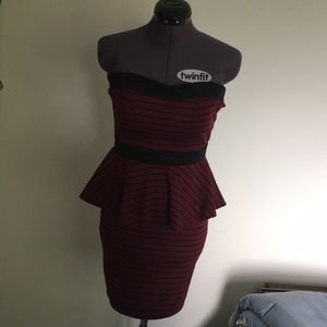 Red and black striped dress